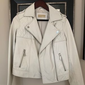 White Michael Kors leather jacket size small